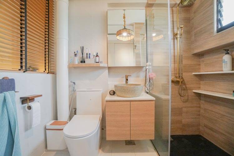 japandi interior design in an HDB in edgefield plains, bathroom