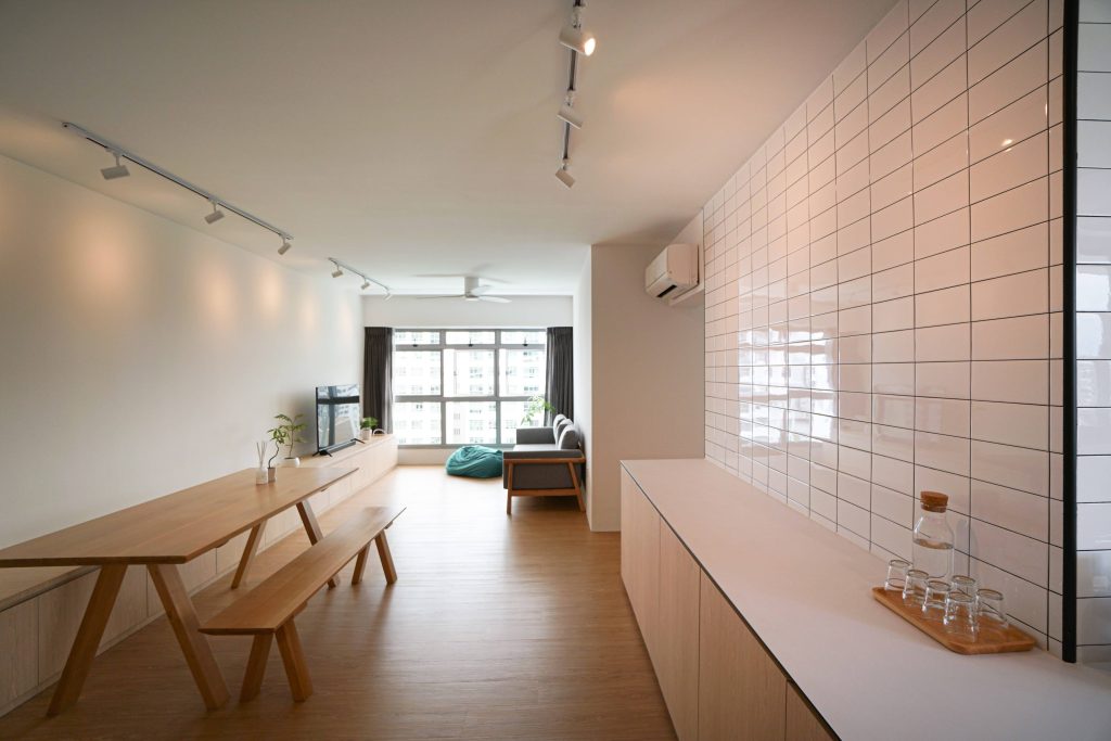 Japandi Kitchen Renovations Singapore, showcasing the use of wood and natural light, Japan inspired